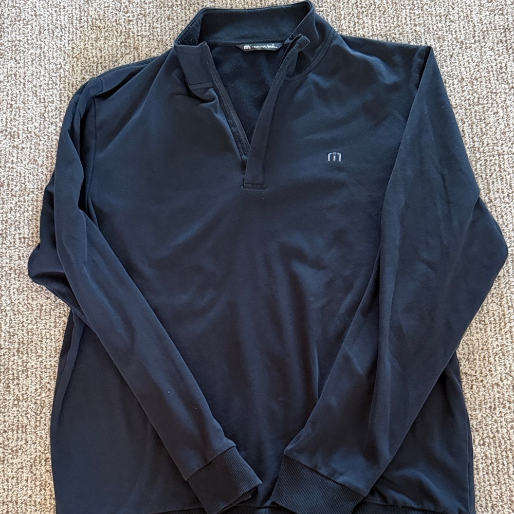 Travis Mathew Men's V-Neck Long Sleeve Pullover - Black